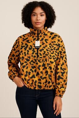 La Bijou Windbreaker Jacket Womens Medium Leopard Print Pullover Lightweight NWT